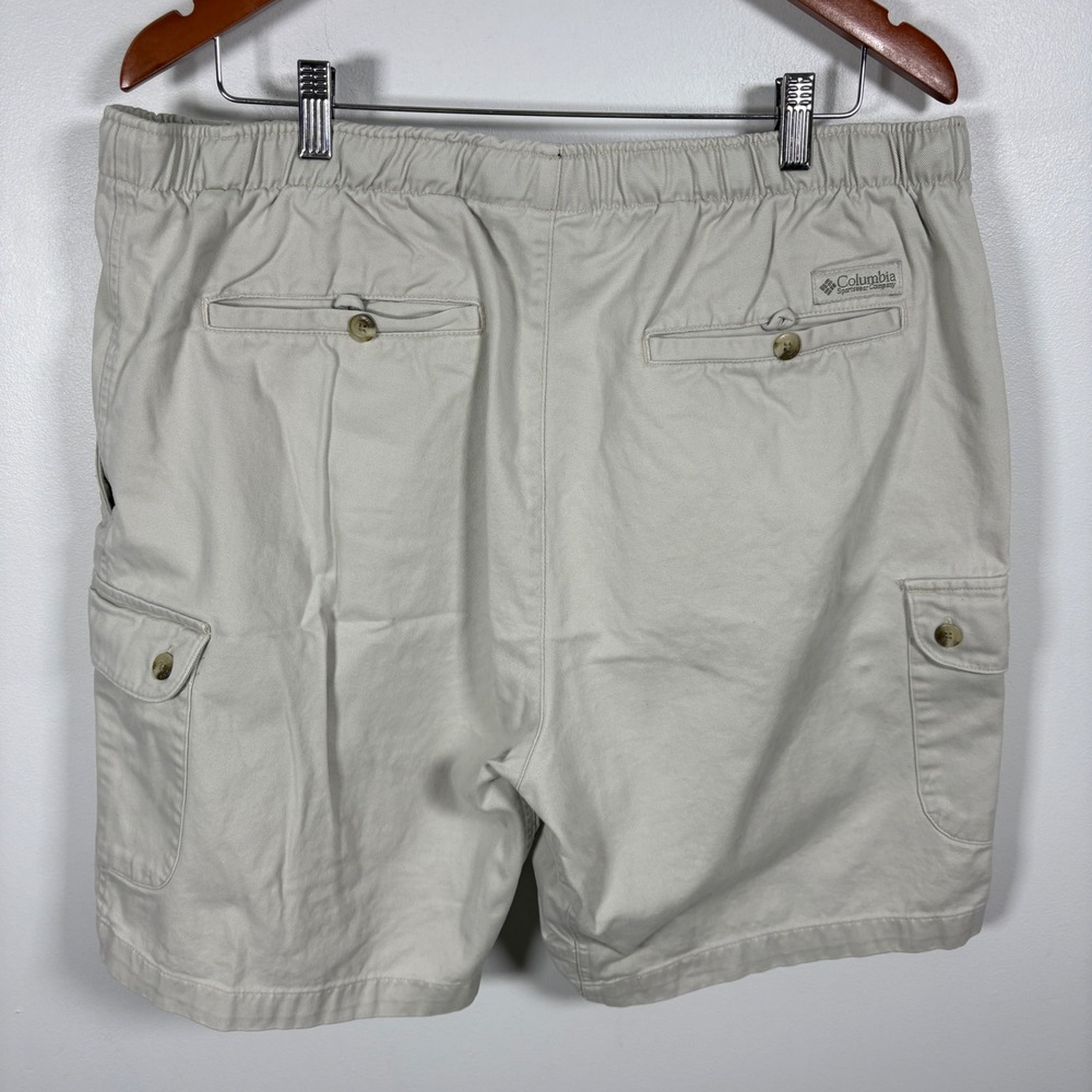 Columbia Mens Cargo Shorts Tan Khaki Elastic Waist Belted Outdoor Hiking Size L - Picture 4 of 4